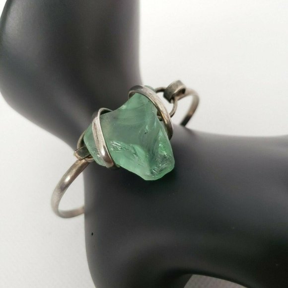 Unbranded Jewelry - Womens Light Green Fluorite Crystal Bracelet Wire Wrapped Hook Close Silver Tone